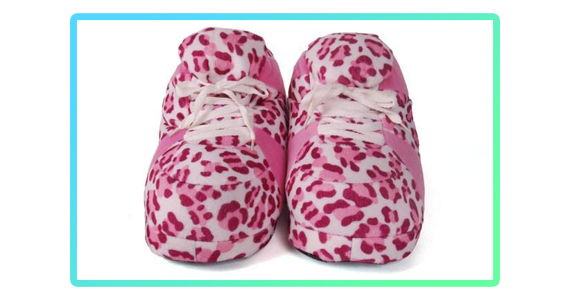 Pink leopard print Happy Feet slippers