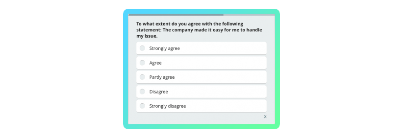 A sample customer survey question