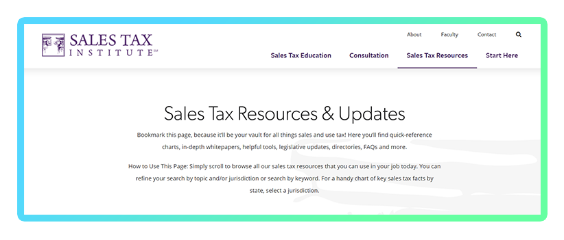 Sales Tax Institute resource page