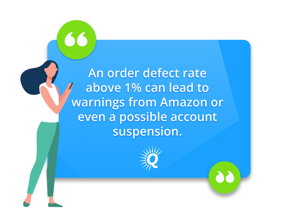 Quote: "An order defect rate above 1% can lead to warnings from Amazon or even a possible account suspension."