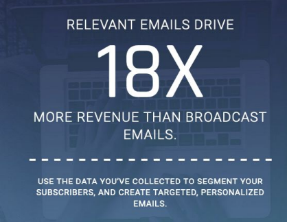 infographic: "Relevant emails drive 18x more revenue than broadcast emails"