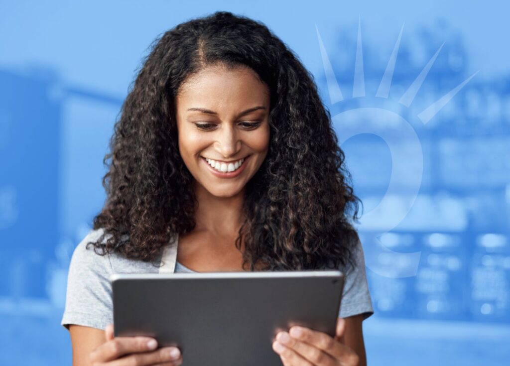 Woman using a tablet for subscription
